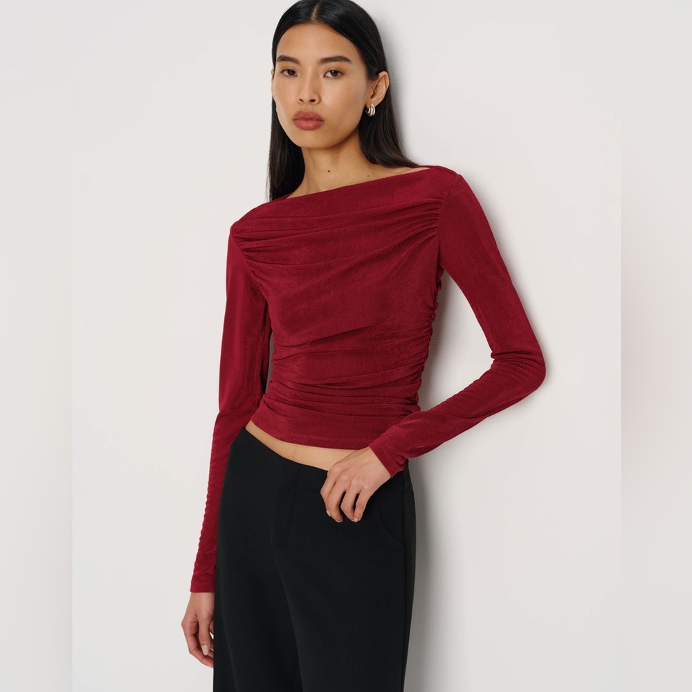NWT Reformation Berlin Knit Top in Deep Red, Size XS,$128